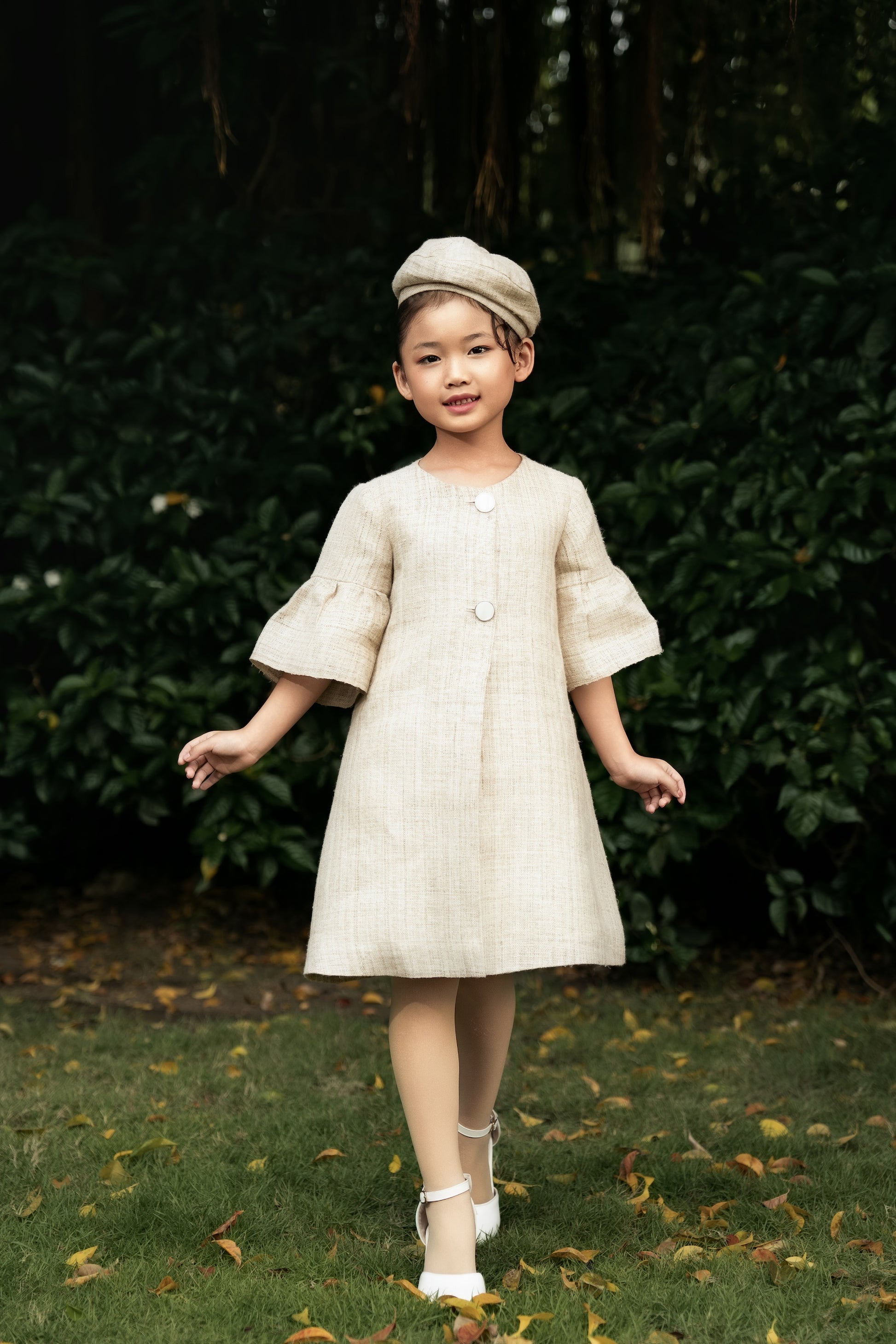 Forrestii — Girl’s A-Line Dress with Beret