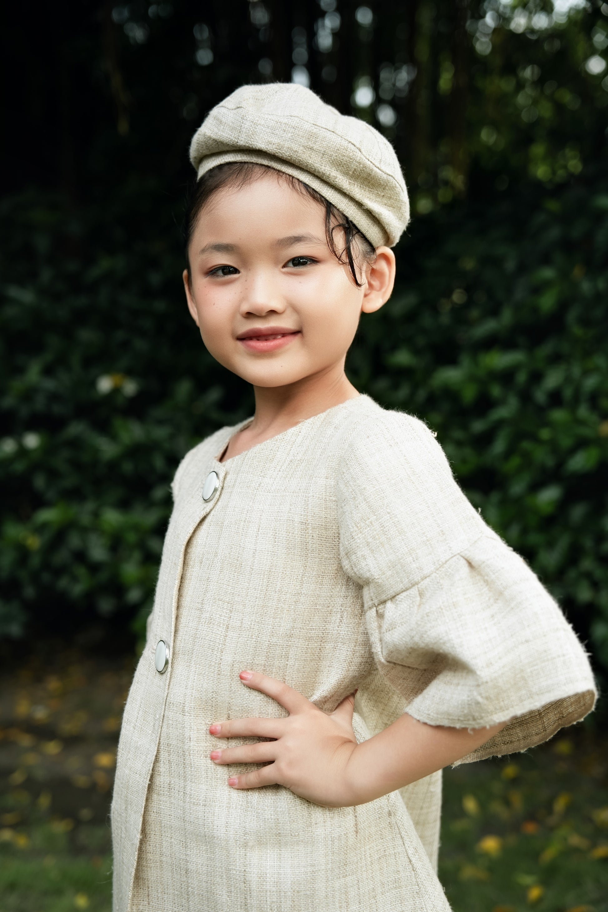 Forrestii — Girl’s A-Line Dress with Beret